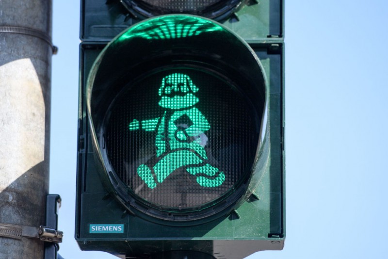 TRIER, GERMANY - MAY 05: A pedestrian traffic light with the German philosopher and revolutionary Karl Marx pictured on the 200th anniversary of the birth of Karl Marx on May 5, 2018 in Trier, Germany. Marx's theories of class struggle predicted that capitalism breeds inherent tensions that will lead to its self-destruction and make way for socialism. His writings became a fundamental basis for revolutionary movements across the globe, particularly the Russian Revolution that led to the creation of the Soviet Union. Revolutionary, armed struggles with the goal of creating socialist or communist societies had a powerful influence on the course of the 20th century in nearly every part of the world. Marx lived and wrote mostly in exile in London, where he collaborated with fellow German thinker Friedrich Engels. (Photo by Thomas Lohnes/Getty Images)